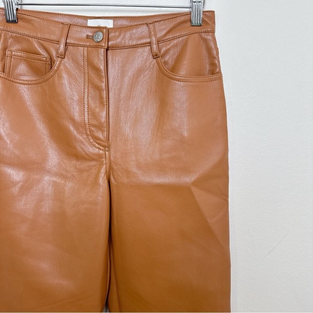 ARITZIA WILFRED Womens 2 The Melina Pant High Waisted Vegan Leather Cognac - Picture 5 of 15